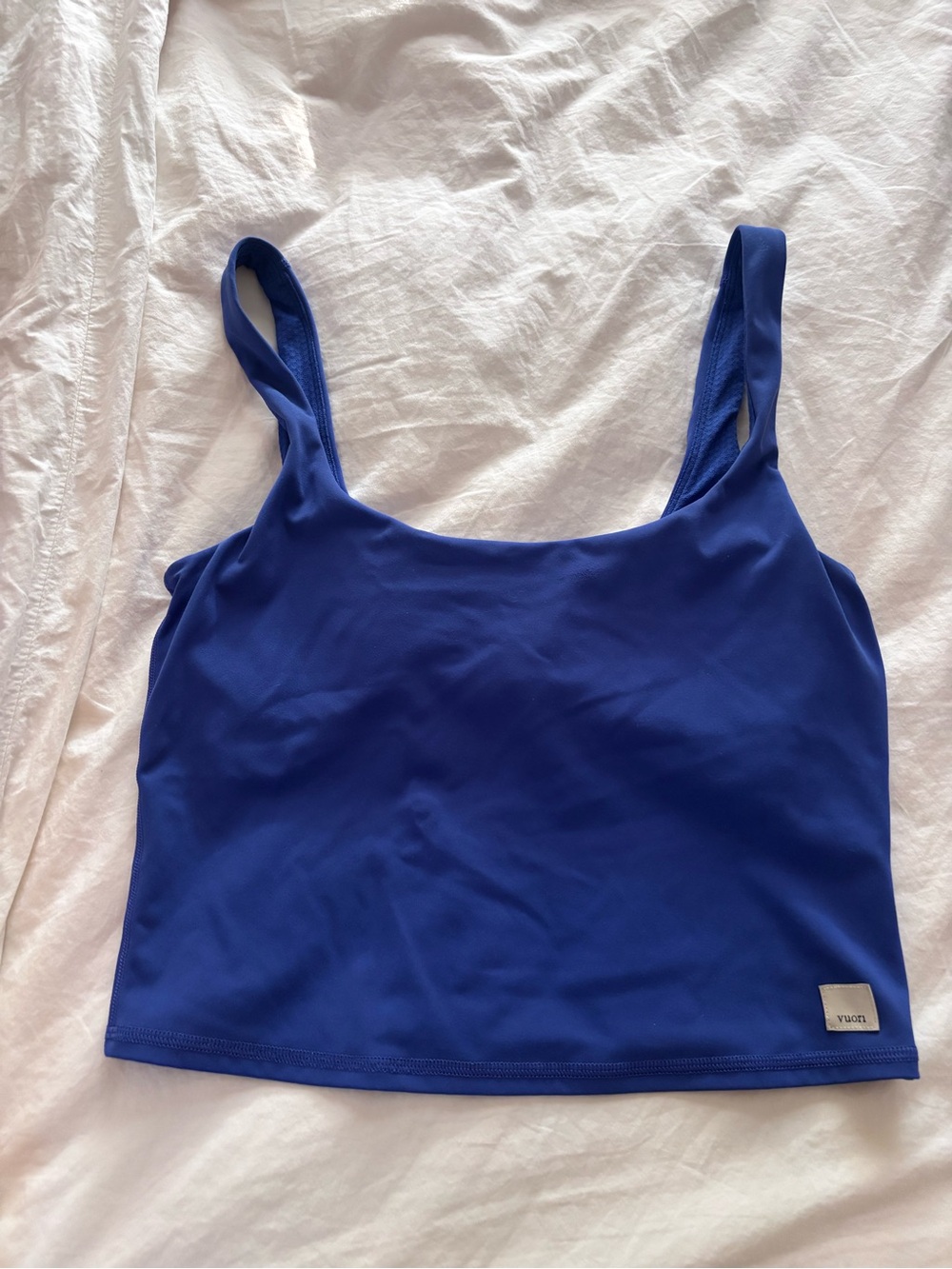 Vuori Electric Blue Cropped Square-Neck Tank